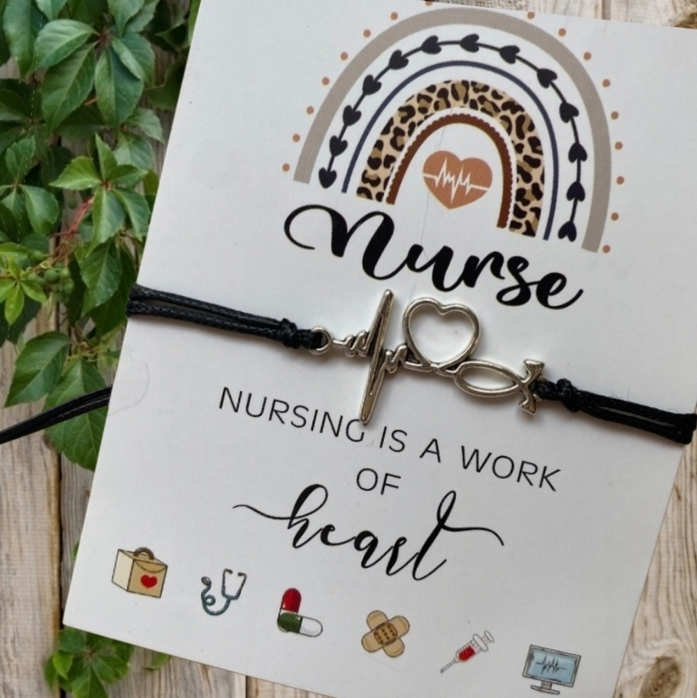 Silver Heartbeat Nurse Bracelet
